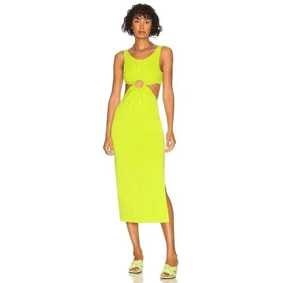 solid and striped green dress Green Striped Shirred Drop Waist Amanda Midi Dress